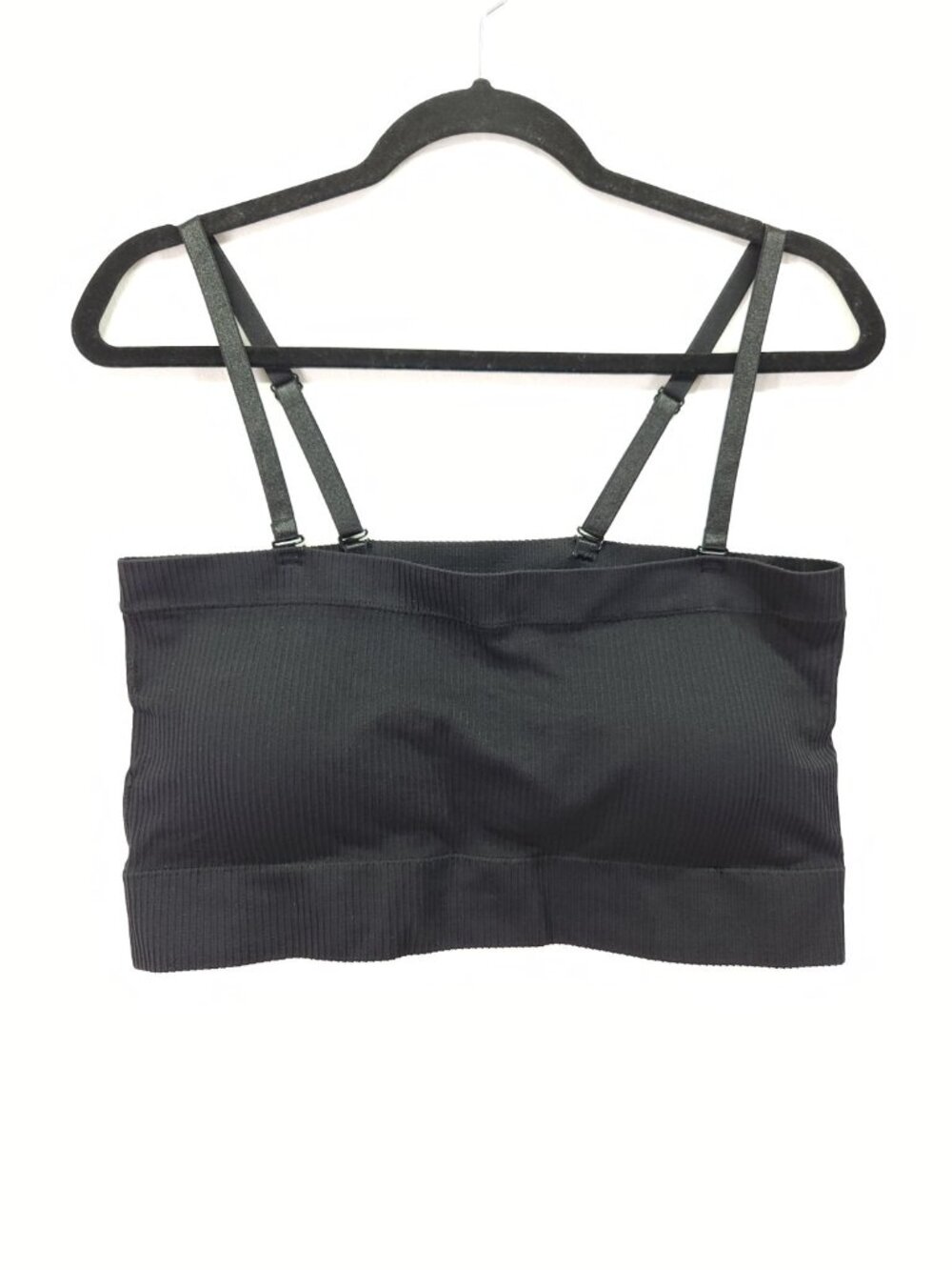 Torrid Womens Size 1 1X Black Seamless Ribbed Double Strap Bandeau Crop Bralette
